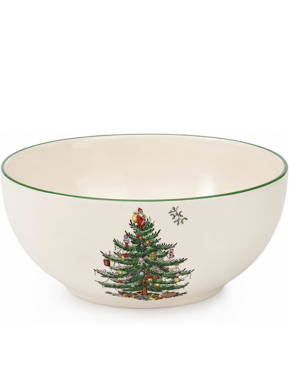 Spode Cream and Green Christmas Tree Serving Bowl 8” Round